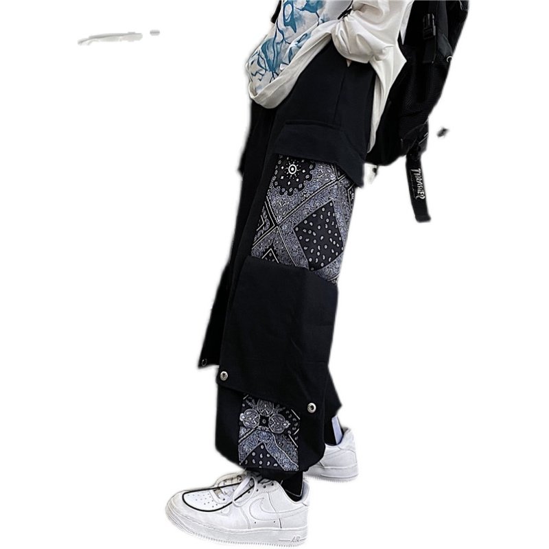 腰果花裤子女春季直筒宽松bf炸街工装裤女休闲裤