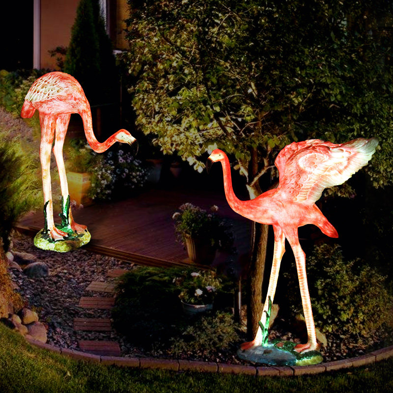 仿真动物发光火烈鸟雕塑玻璃钢户外园林景观小品庭院摆件
