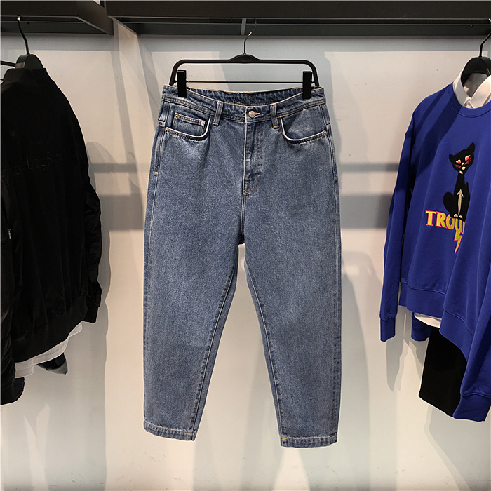 牛仔裤男潮牌潮流浅色韩版休闲百搭长裤直筒锥型萝卜裤B2HA91182