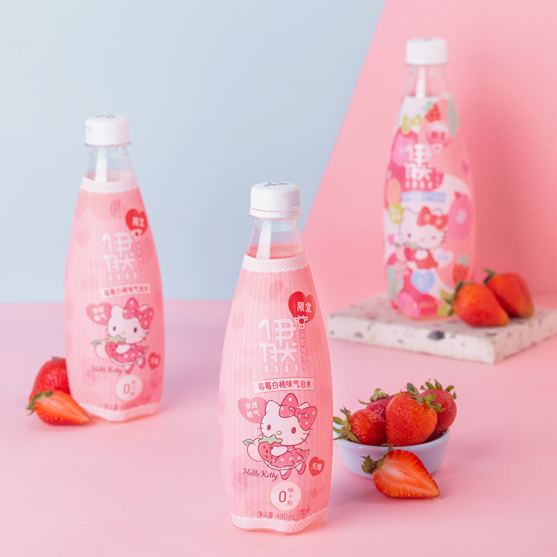 伊利伊然气泡水莓莓白桃乳矿轻饮0糖0脂0卡饮料480ml瓶装汽水6瓶