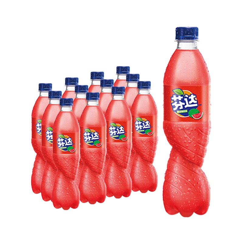 苹果芬达汽水500ml瓶装橙味水蜜桃茉莉葡萄西瓜碳酸饮料
