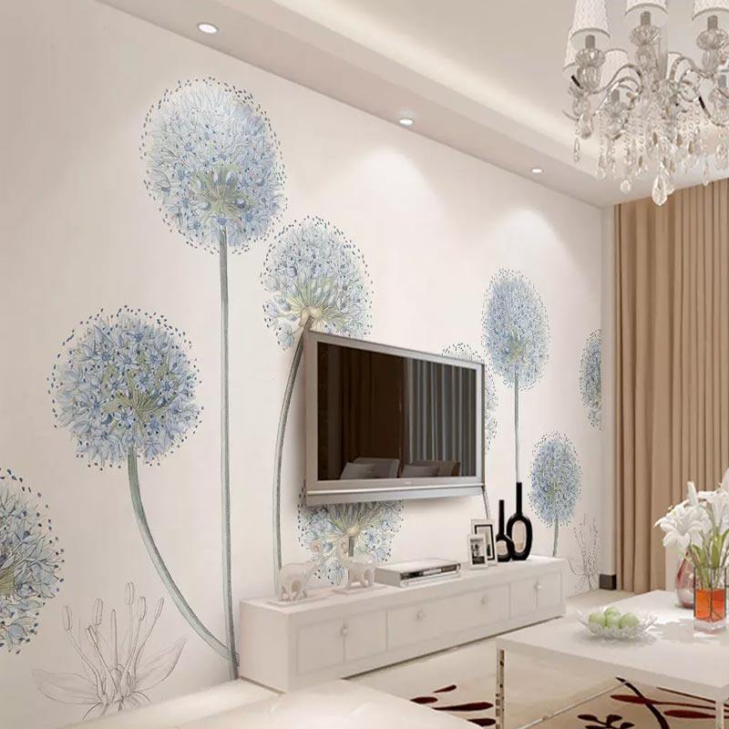 电视背景墙壁纸墙纸8d壁画现代简约蒲公英壁布卧室无纺布墙纸