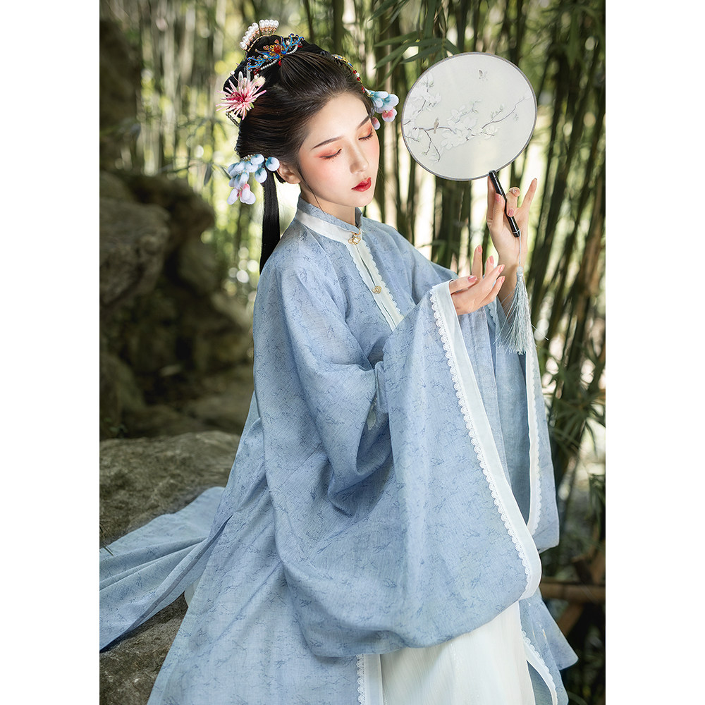 徽韵雅颂原创汉服醉木汐绣花明制立领对襟长衫齐腰褶裙襦裙云肩夏