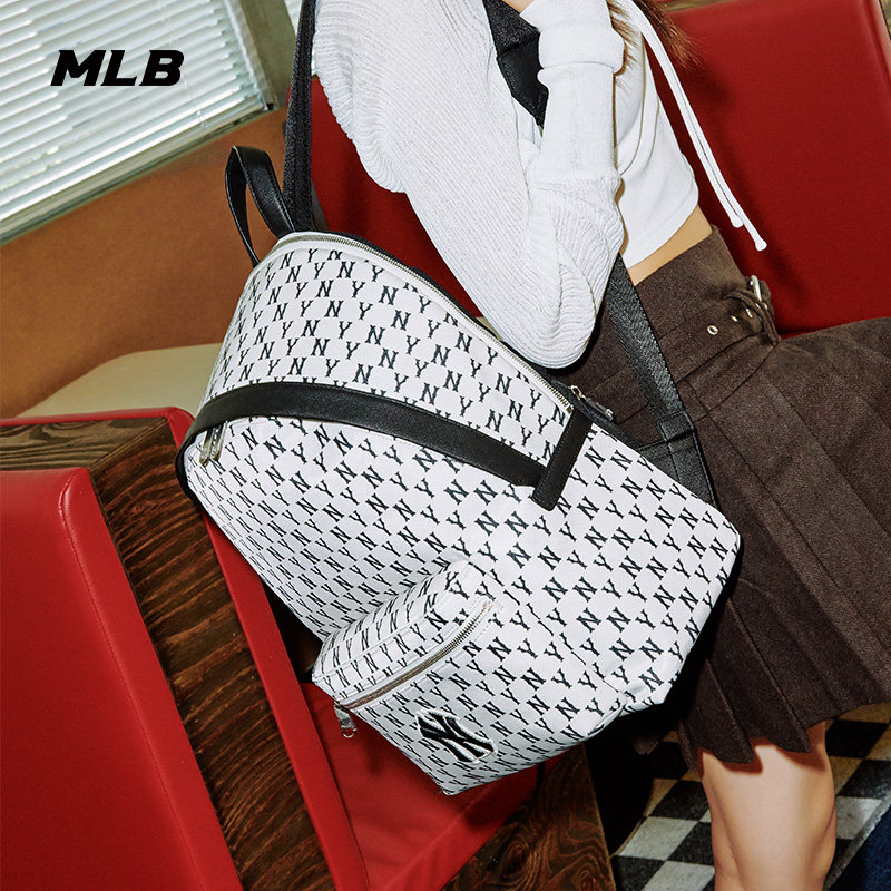 mlb官方男女双肩包复古老花背包时尚休闲通勤22年双肩背包