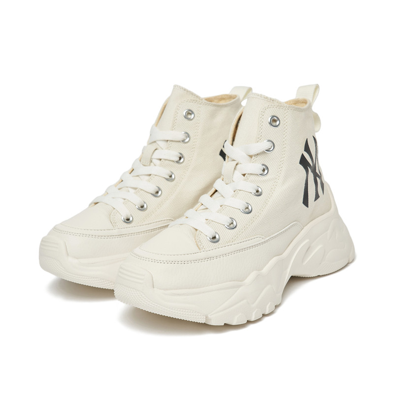 mlb官方男女情侣帆布布鞋高帮增高老爹明星帆布鞋