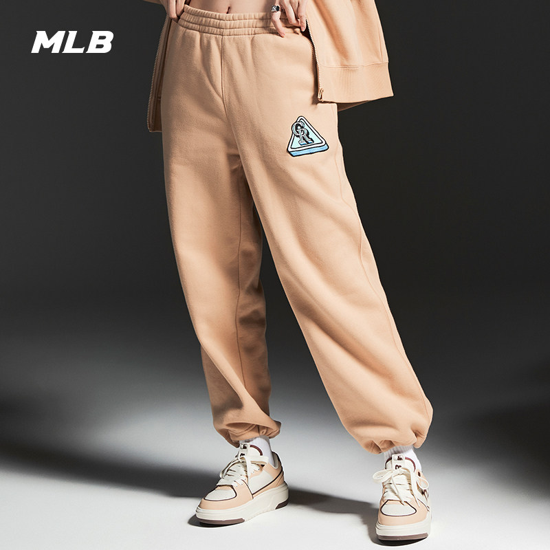 mlb官方男女运动长裤情侣宽松加绒显瘦休闲裤运动长裤