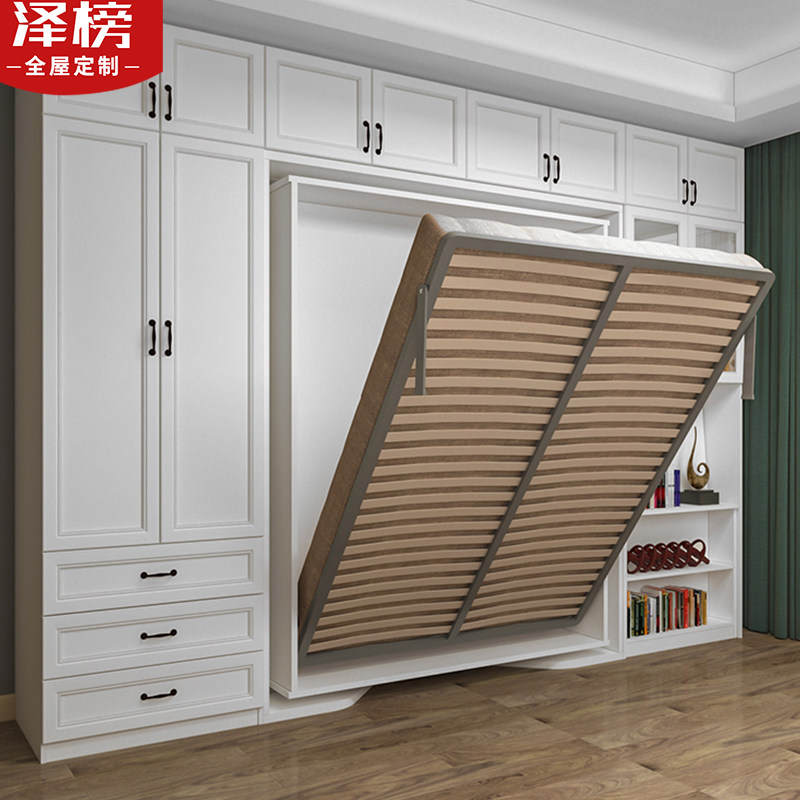 创意旋转书桌隐形床翻折叠组合柜多功能壁床隐藏折叠床