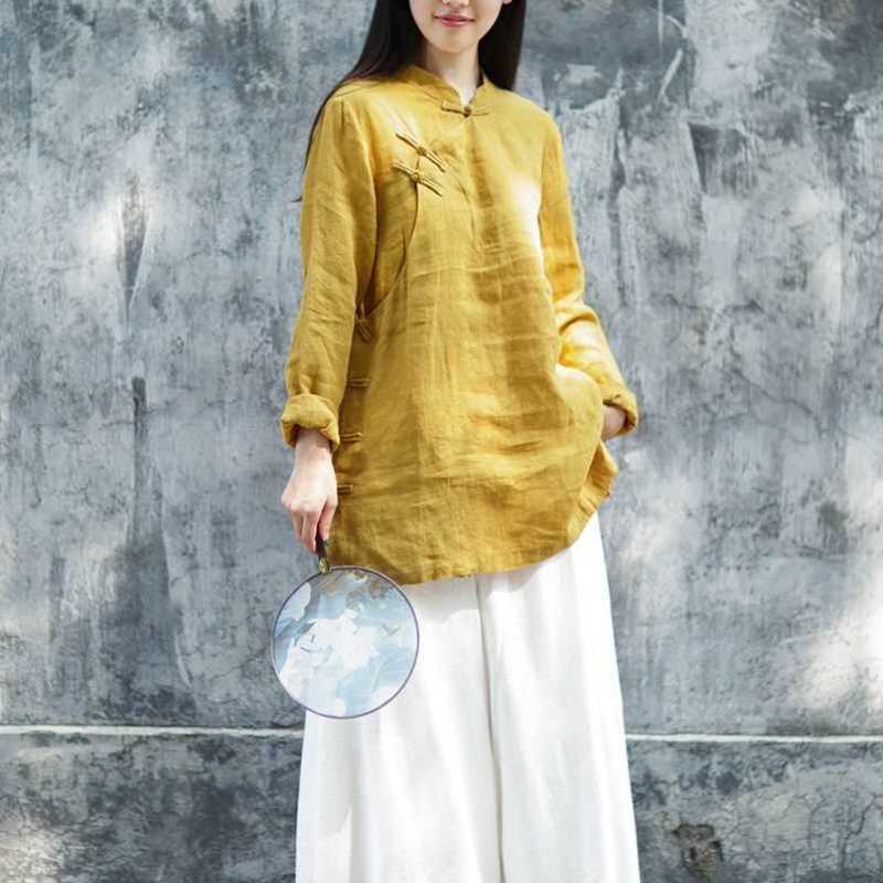 棉麻女装复古原创民族风新款高端文艺范春秋款盘扣茶服上衣布衣