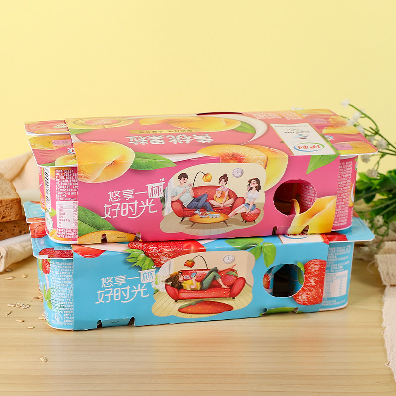 伊利酸奶90g*16连杯小盒装营养早餐黄桃草莓味风味发酵乳制品红枣