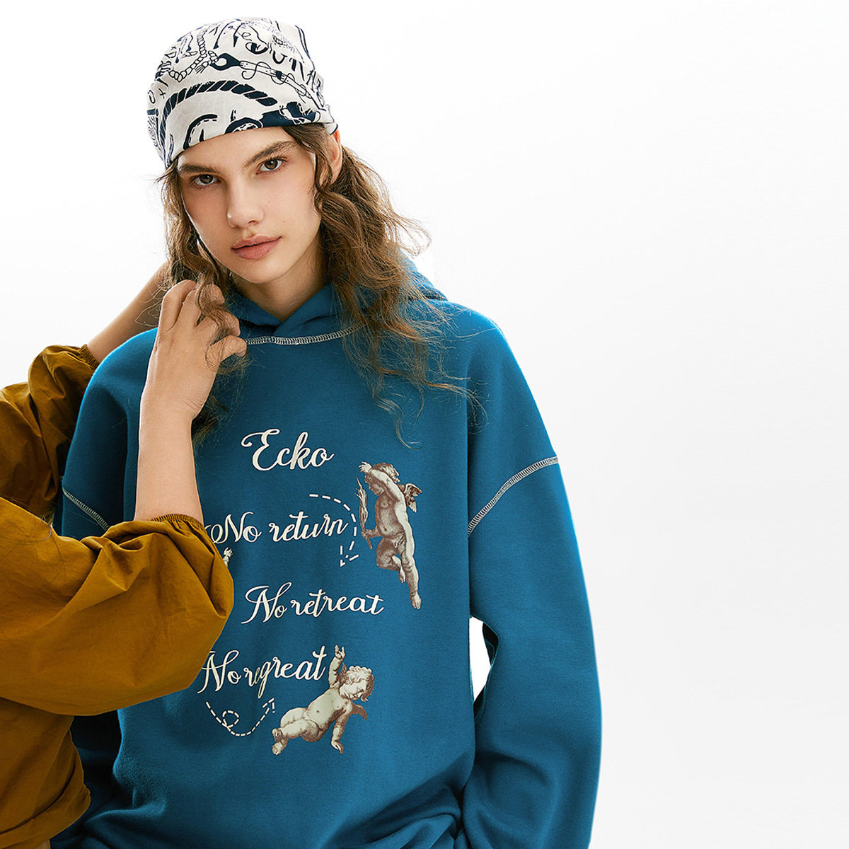 ecko犀牛潮牌2022冬季新款复古个性天使印花卫衣