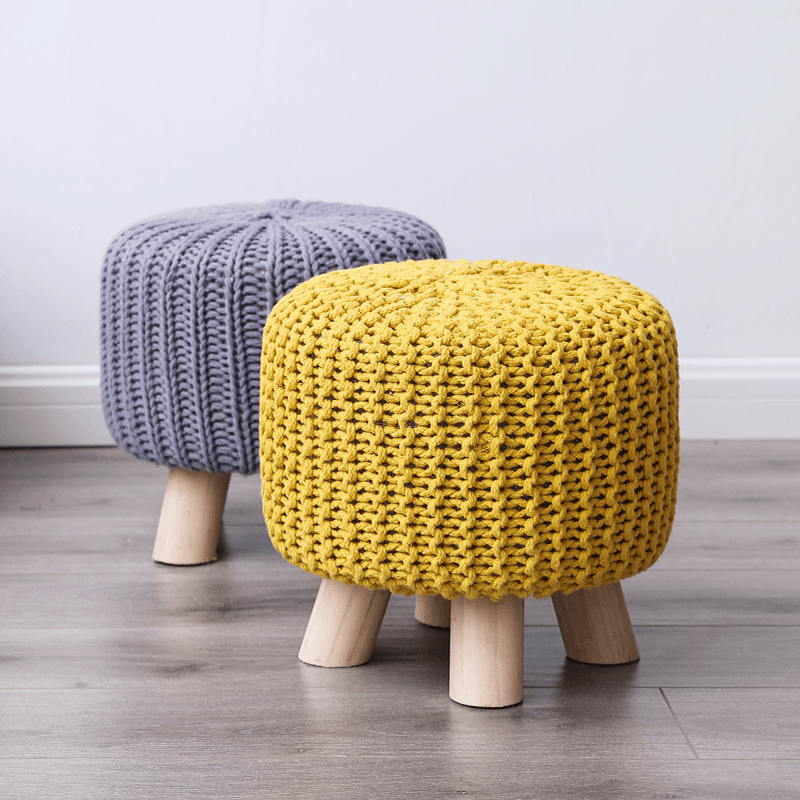 手工编织换鞋毛线针织坐凳小板凳小圆儿童穿鞋矮凳