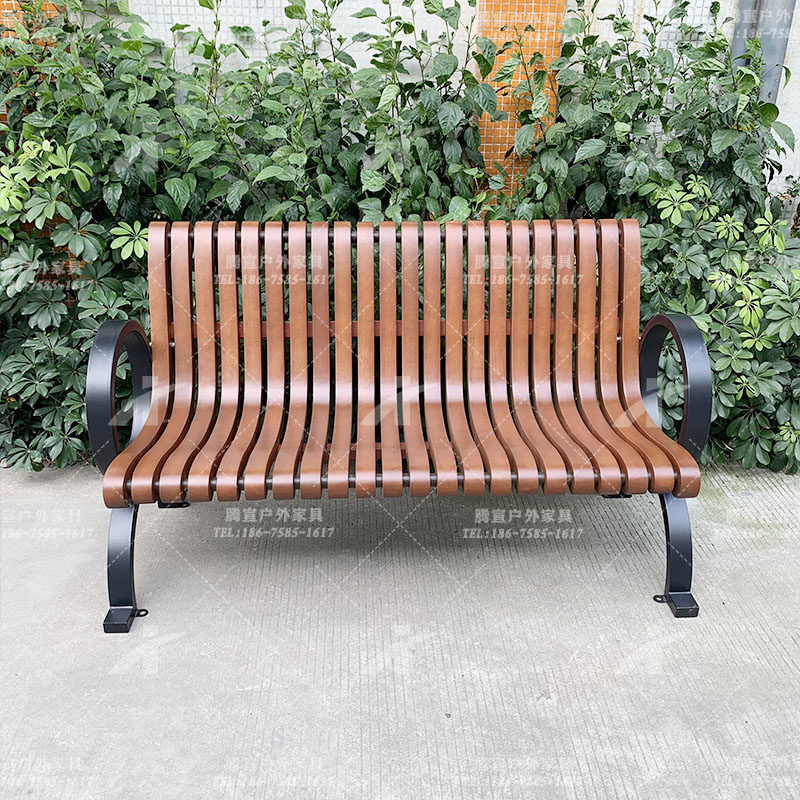 公园椅户外长椅铁艺异形休闲坐凳广场防腐实木椅子庭院座椅长凳子
