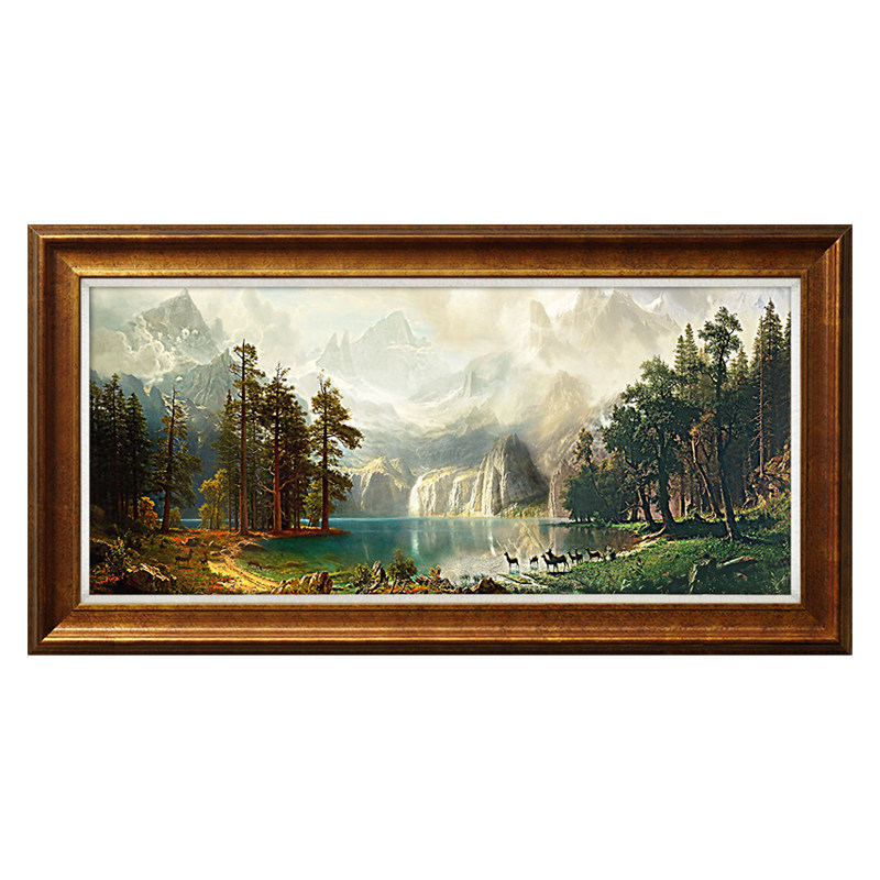 奕境 欧式客厅装饰画沙发背景墙挂画美式大气山水风景油画 聚宝盆