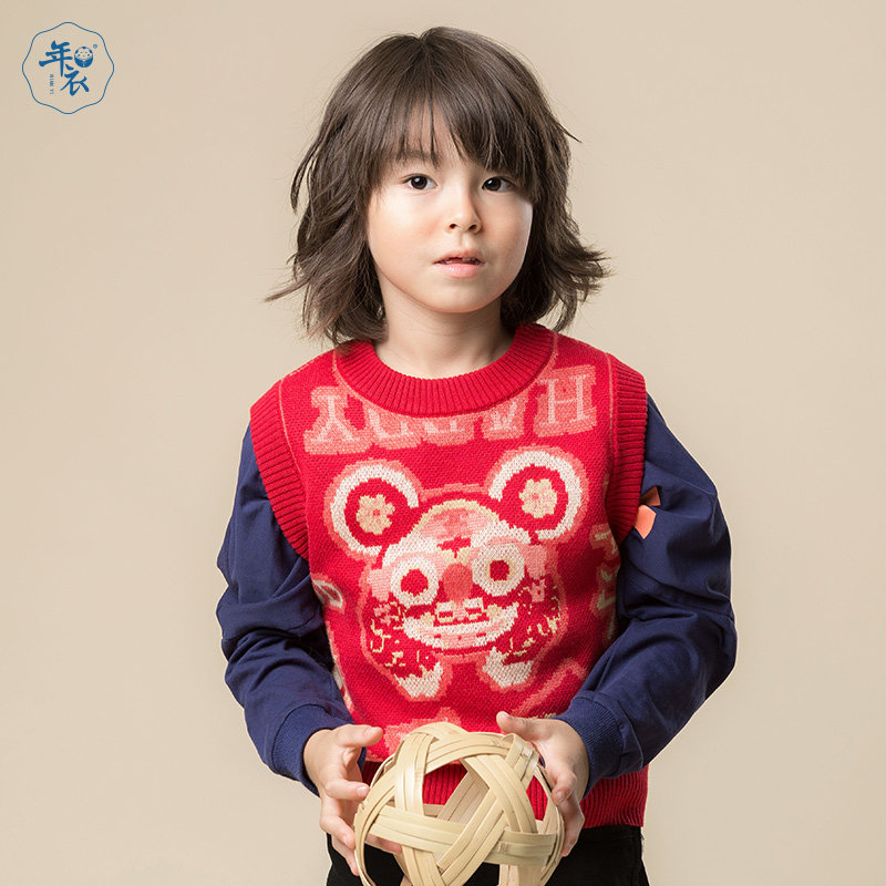 年衣童装虎闹毛衣小geogeo同款虎男女儿童套头针织衫春秋保暖毛衫