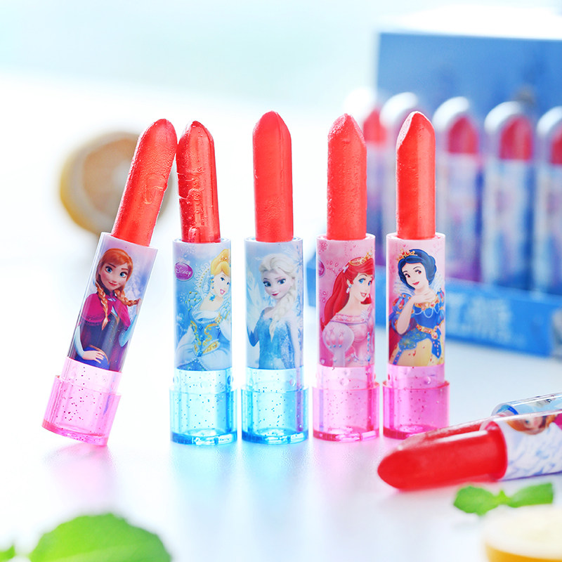 迪士尼disney冰雪奇缘公主可以吃的儿童口红糖好心情水果味唇膏糖