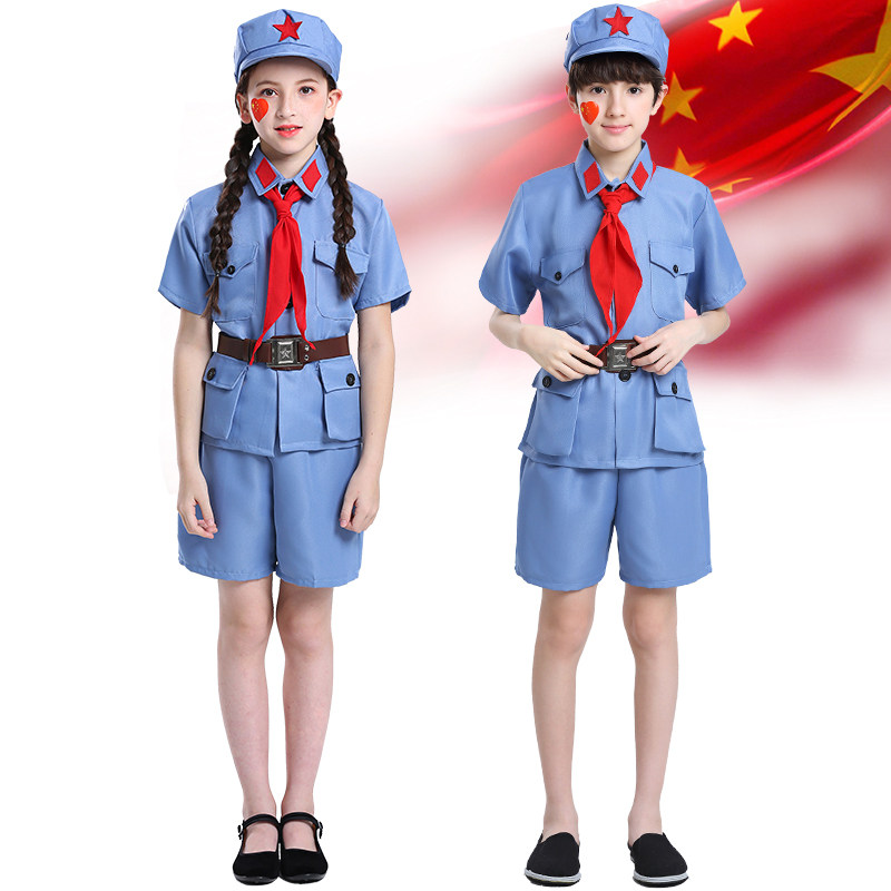 抖音同款儿童小红军衣服装套装红卫兵演出服女孩儿童演出服
