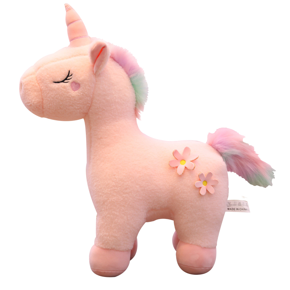 可爱网红彩虹独角兽毛绒玩具粉色公仔玩偶布娃娃床上毛绒布艺类玩具