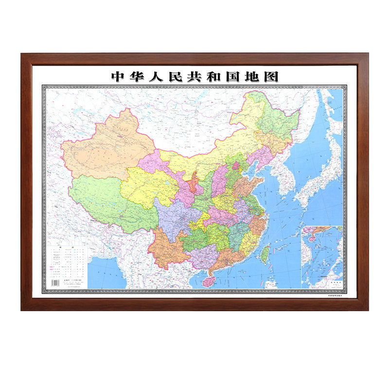 中国世界地图装饰画带裱超大办公室客厅墙面背景墙壁画现代装饰画