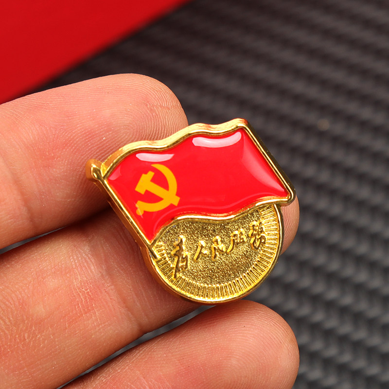 党徽新款标准型加厚别针蝴蝶扣磁铁扣为人民服务徽章文创