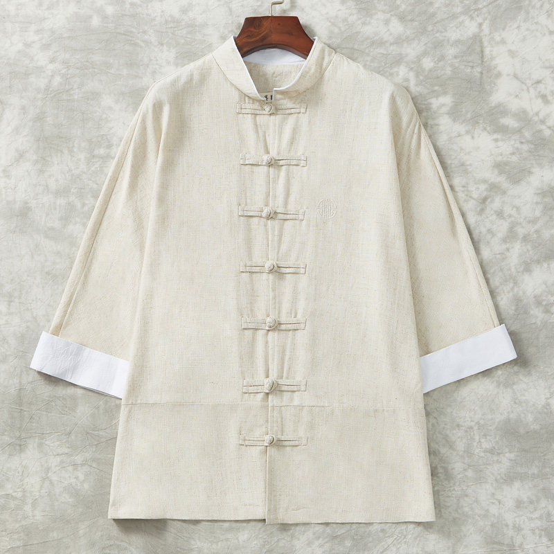 夏季唐装褂子对襟小褂棉麻国风中国纯色立领衬衫