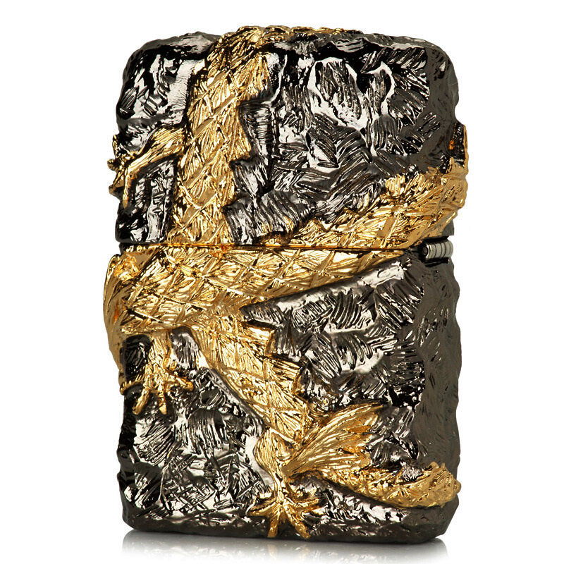 zippo正品防风打火机美国原装盔甲金色万恶之龙zippo