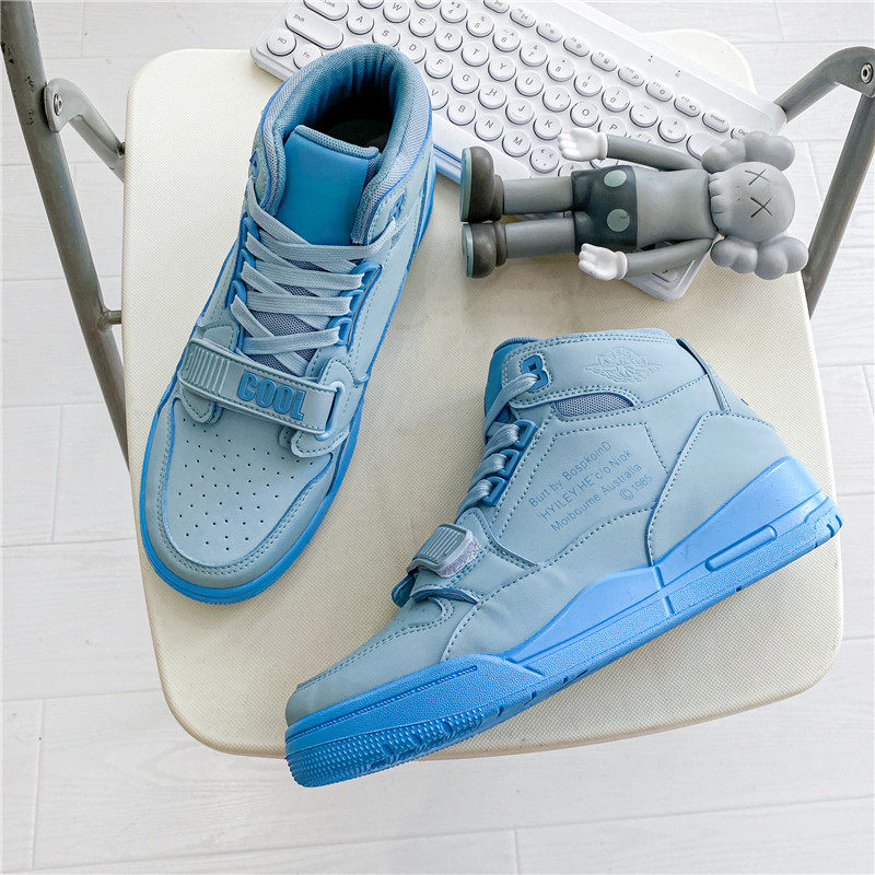 乔四冰蓝aj男鞋青少年男生空军一号板鞋休闲百搭高帮鞋