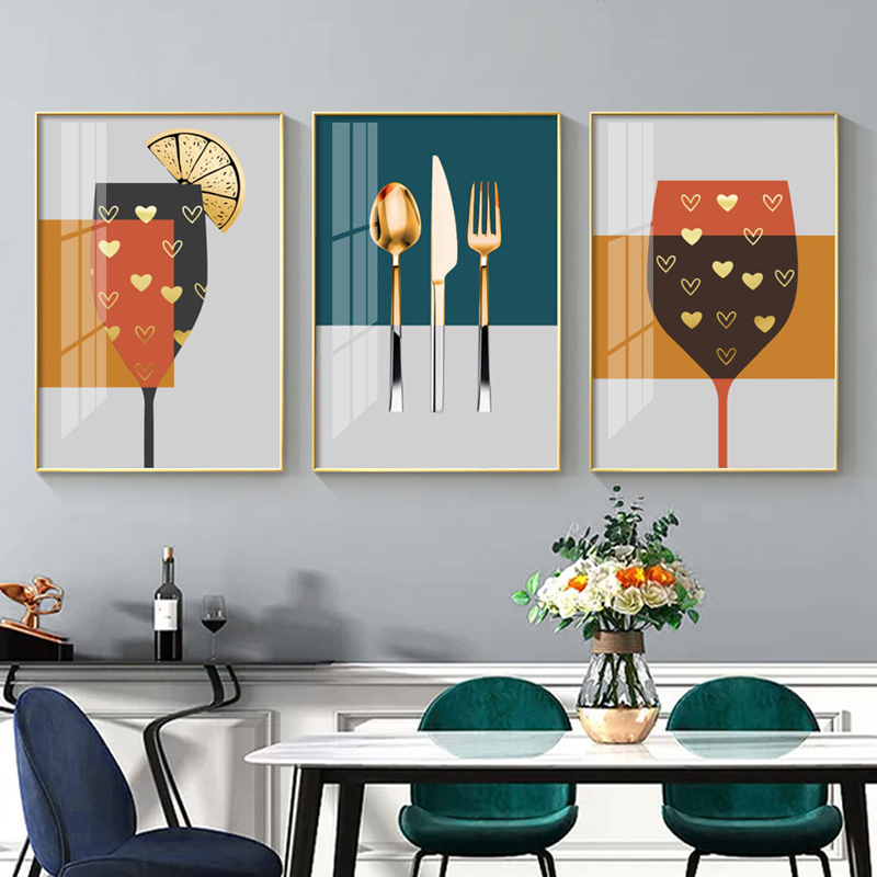 厨房壁画餐厅装饰画三联现代简约饭厅挂画创意歺厅现代装饰画