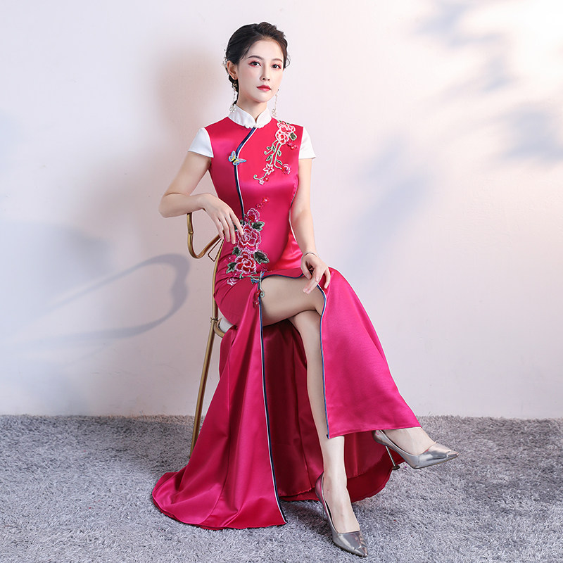 改良高端走秀旗袍晚礼服2020年新款中国国风演出服旗袍