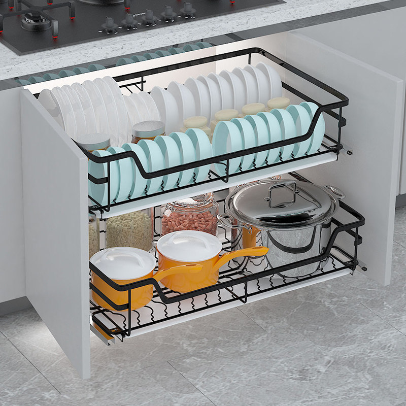拉篮橱柜mvk厨房不锈钢碗架碗篮抽屉缓冲调味拉篮