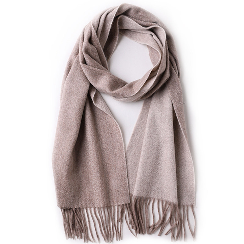 lmhuaer特惠cashmere100纯羊羊绒围巾女双双面秋冬季纯色围巾