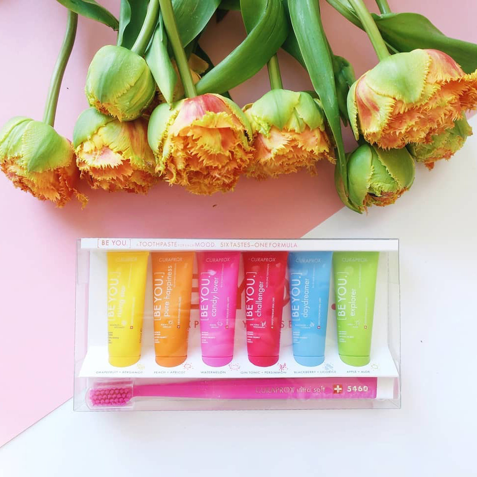 朱丹curaprox水果味小牙膏beyou彩色彩虹牙刷套装便携式旅行柯瑞