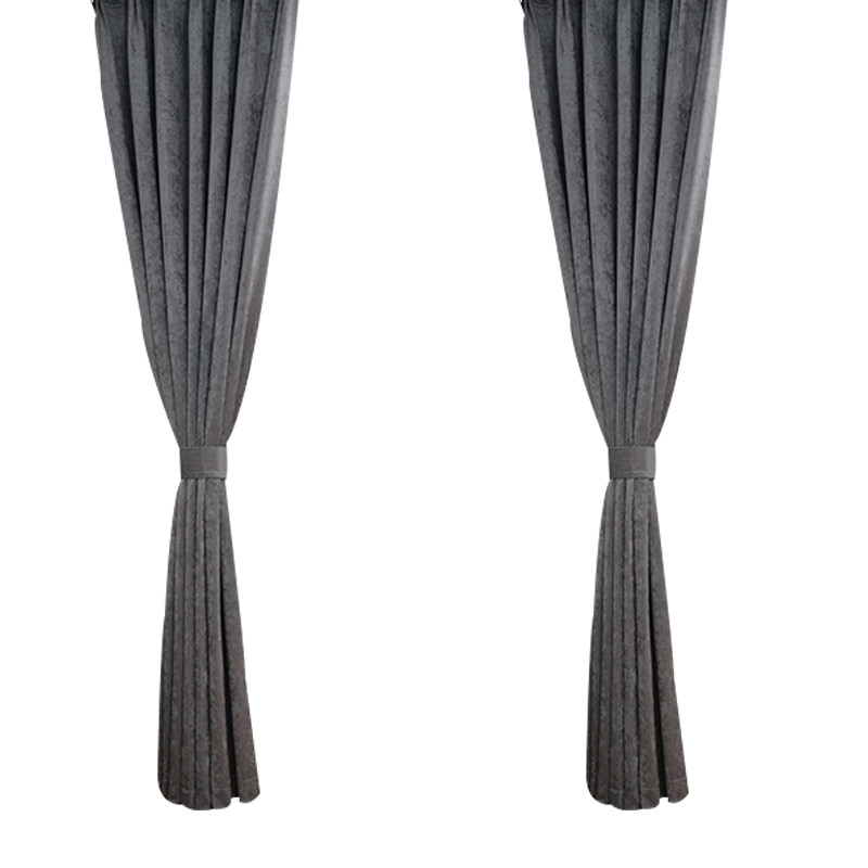 浙家布艺 北欧简约灰色窗帘布加厚雪尼尔卧室遮光窗帘客厅落地窗