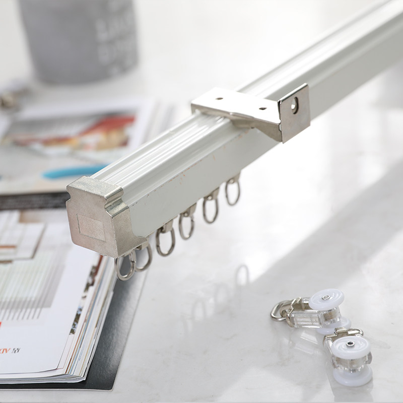 浙家布艺:定制加厚铝合金顶装窗帘轨道滑轨飘窗内开窗阳台杆子