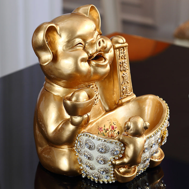 金猪招财摆件鞋柜柜子钥匙收纳玄关装饰品新居摆件