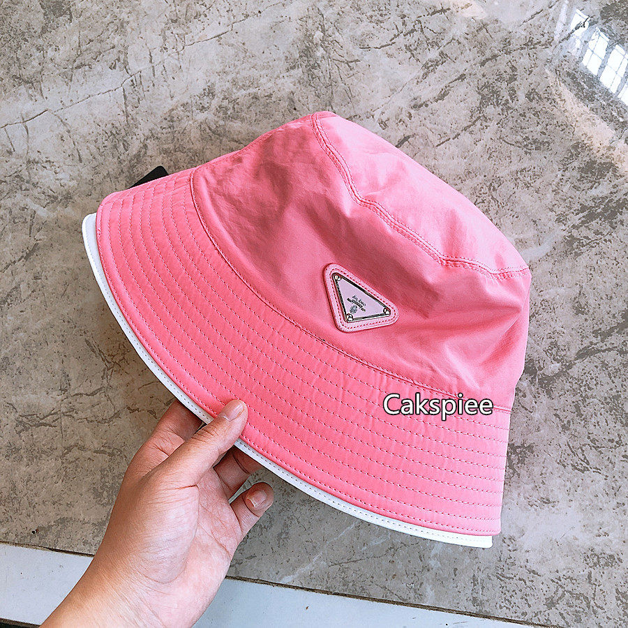 法国cakspiee春夏粉色丝光平顶渔夫帽女薄款遮阳帽子