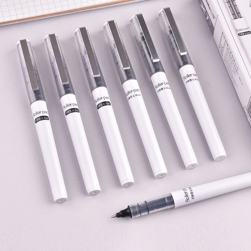 白雪针管高档文艺纯色速干笔芯可替换商务简约中性笔