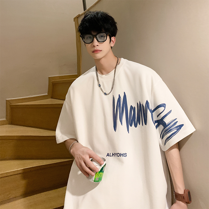 美式复古oversize夏季男生短袖t恤潮牌潮流国潮重磅ins纯棉上衣服
