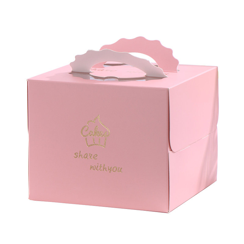 手提生日蛋糕盒子包装盒6寸八10寸加厚大理石慕斯千层点心包装盒