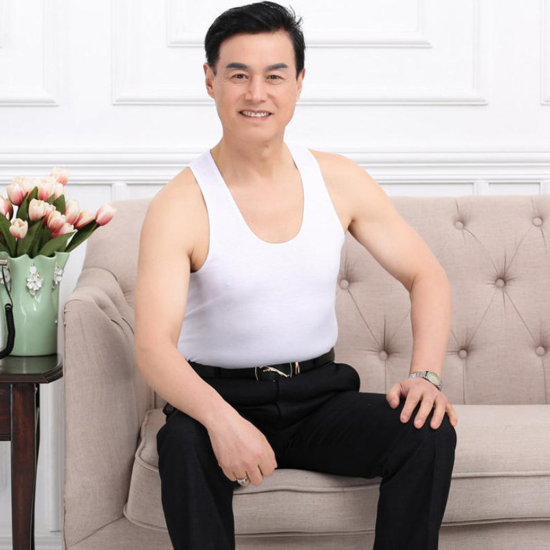 中老年人男士跨栏背心纯棉爸爸大码透气老头宽松吊带
