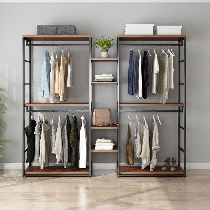 衣架开放式衣柜衣帽间置物架铁艺落地卧室步入式挂衣帽架