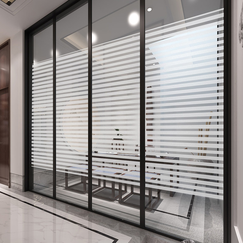 玻璃门防撞腰线贴纸半透明静电免胶办公室隔断移门瓷砖