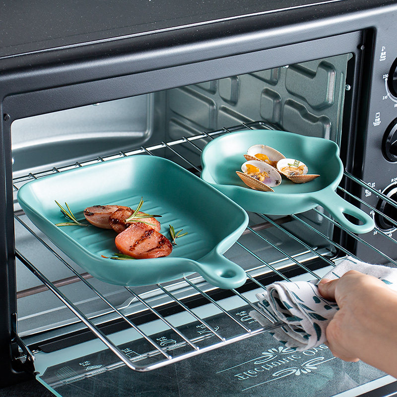 北欧烤箱盘子菜盘家用西餐盘网红餐具烘焙烤盘创意陶瓷早餐点心碟￥7.