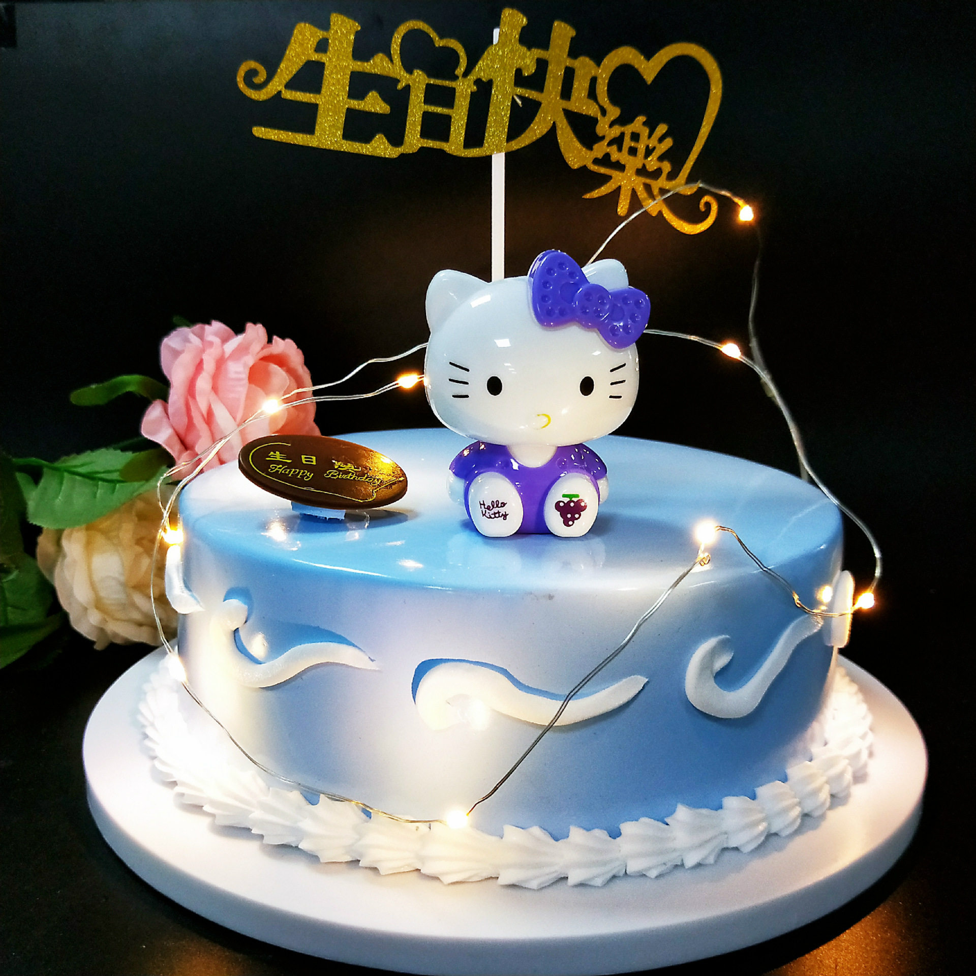 kt蛋糕摆件水果生日网红hellokitty凯蒂猫装饰甜品节日装扮用品
