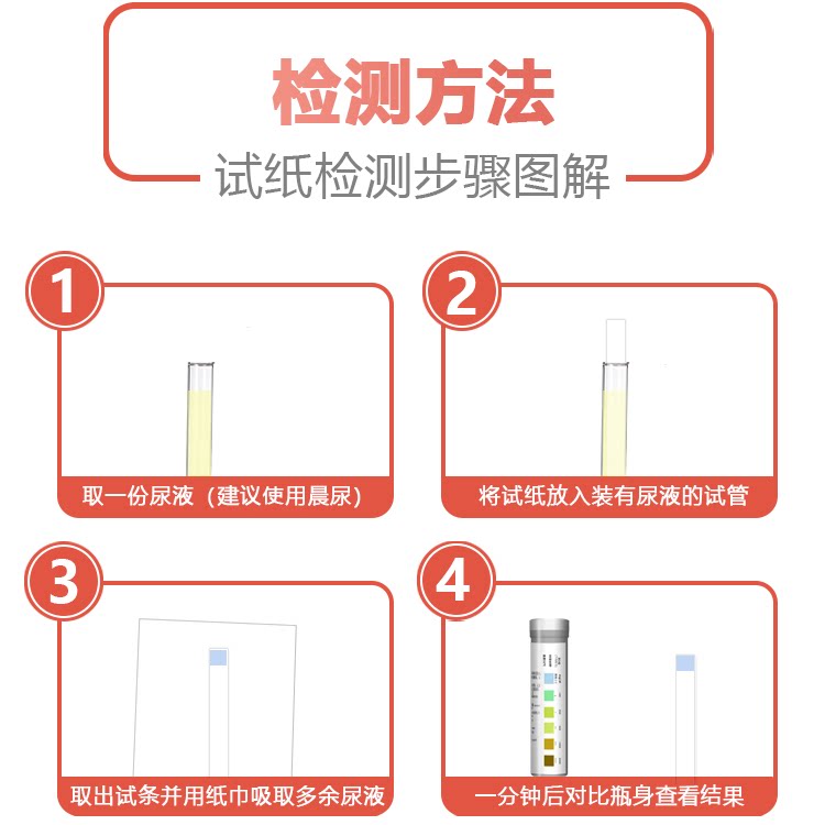 尿糖试纸高尔宝目测家用检测葡萄糖医用尿液分析医用用具