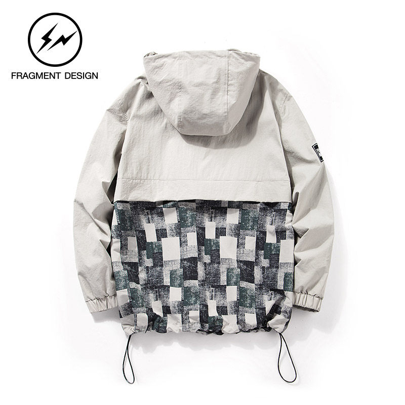 fragmentdesign外套闪电青少年撞色运动风衣卫衣