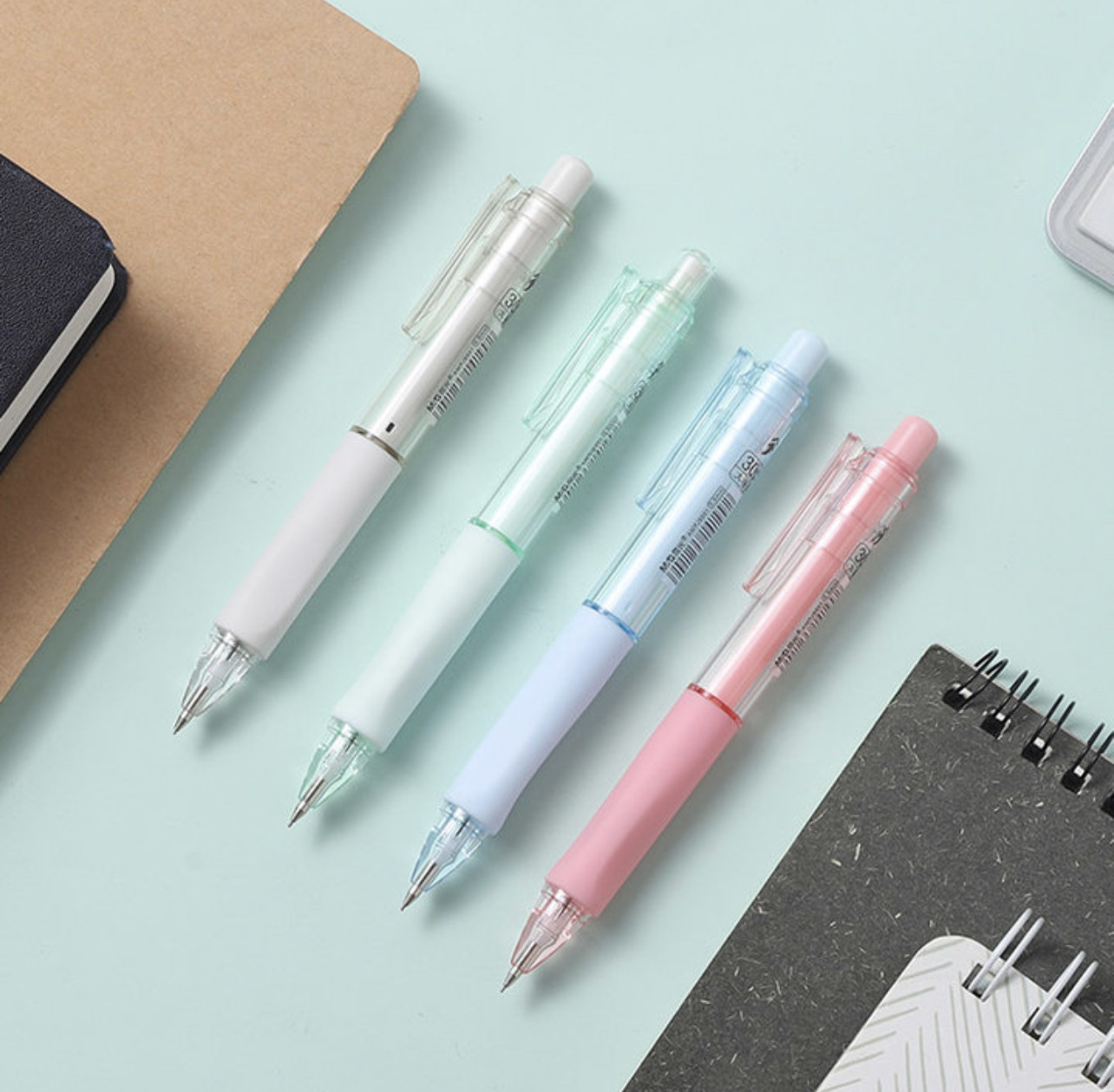 晨光抹茶限定中性笔自动铅笔直液擦得干净4b铅笔