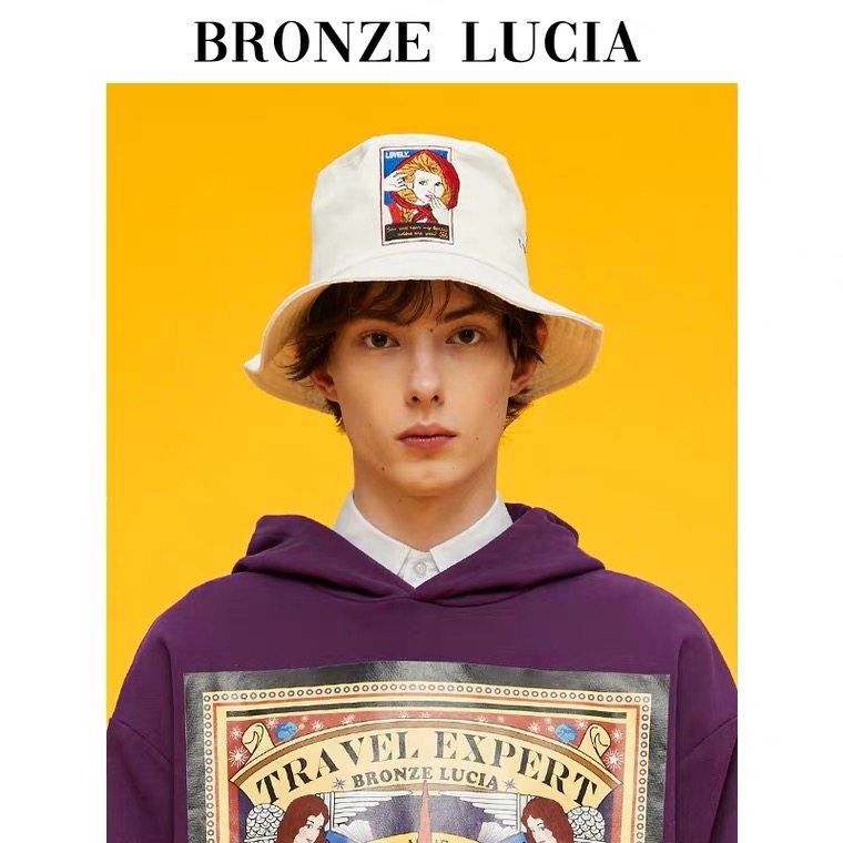 bronze lucia渔夫帽盆帽帽子男女明星同款 潮牌原创设计师卡通刺绣