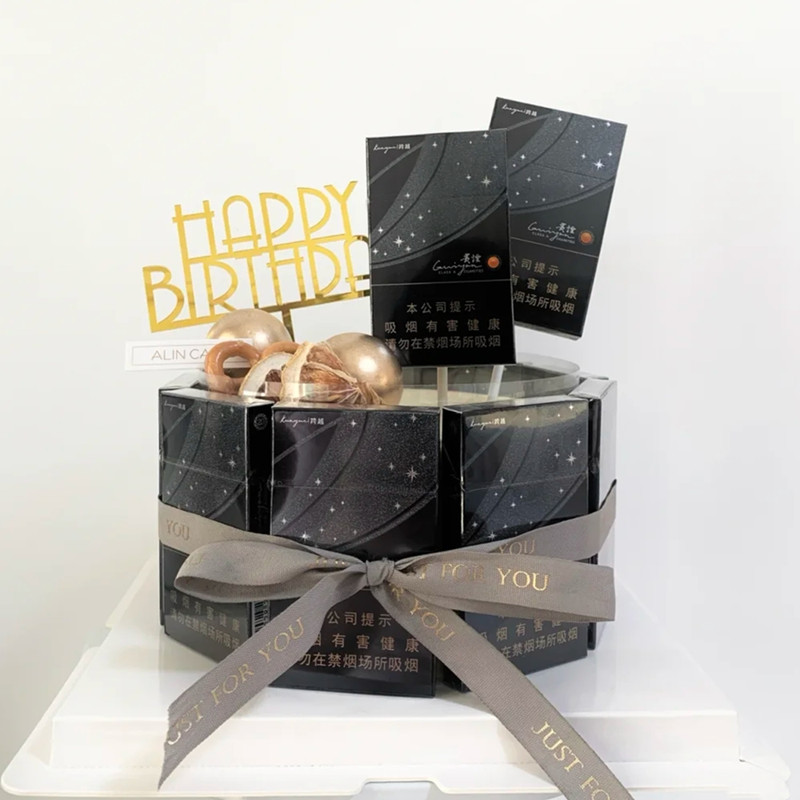 网红创意男士爸爸烟盒生日蛋糕华子定制四川上海新鲜生日蛋糕