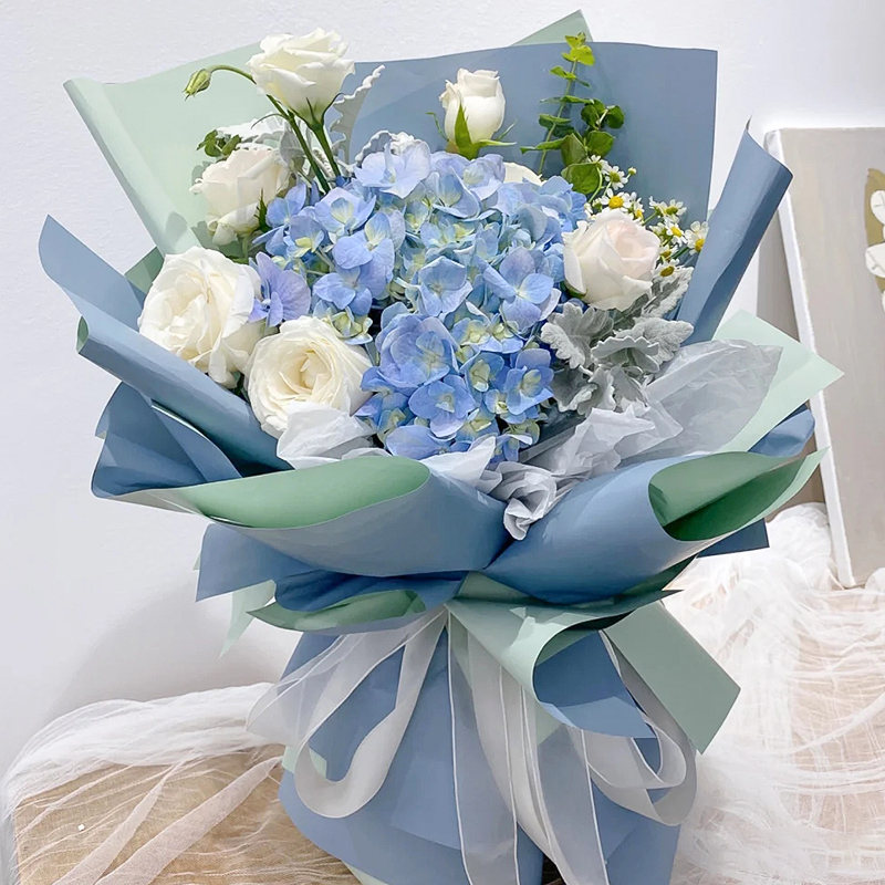 绣球全国同城鲜花速递花蓝蓝色白玫瑰深圳东莞佛山鲜花速递同城