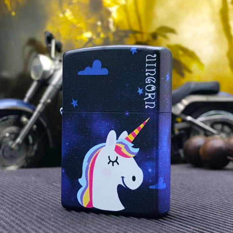原装正版zippo防风打火机梦幻独角兽哑漆彩印男友zippo